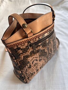 PATRICIA NASH Italian Folklore Embossed Leather Tote Bag